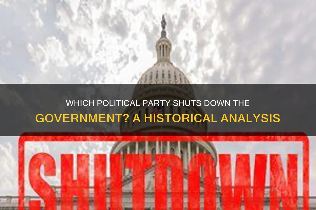 which political party shuts down the government