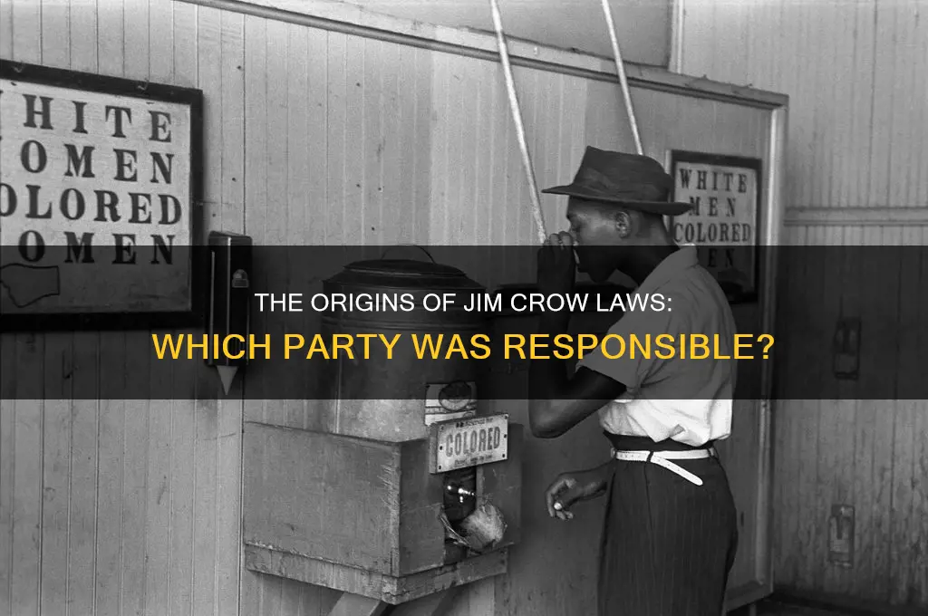 which political party started jim crow laws