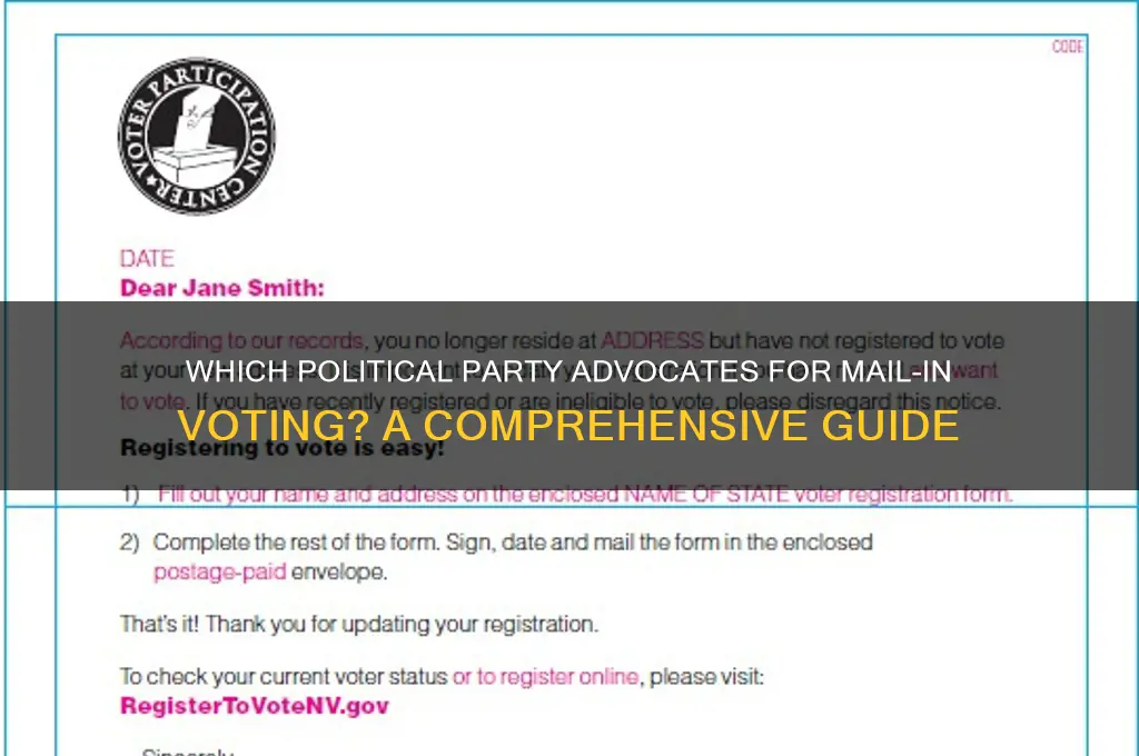 which political party supports mail-in voting
