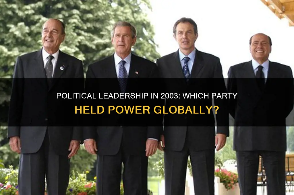 which political party was in power in 2003