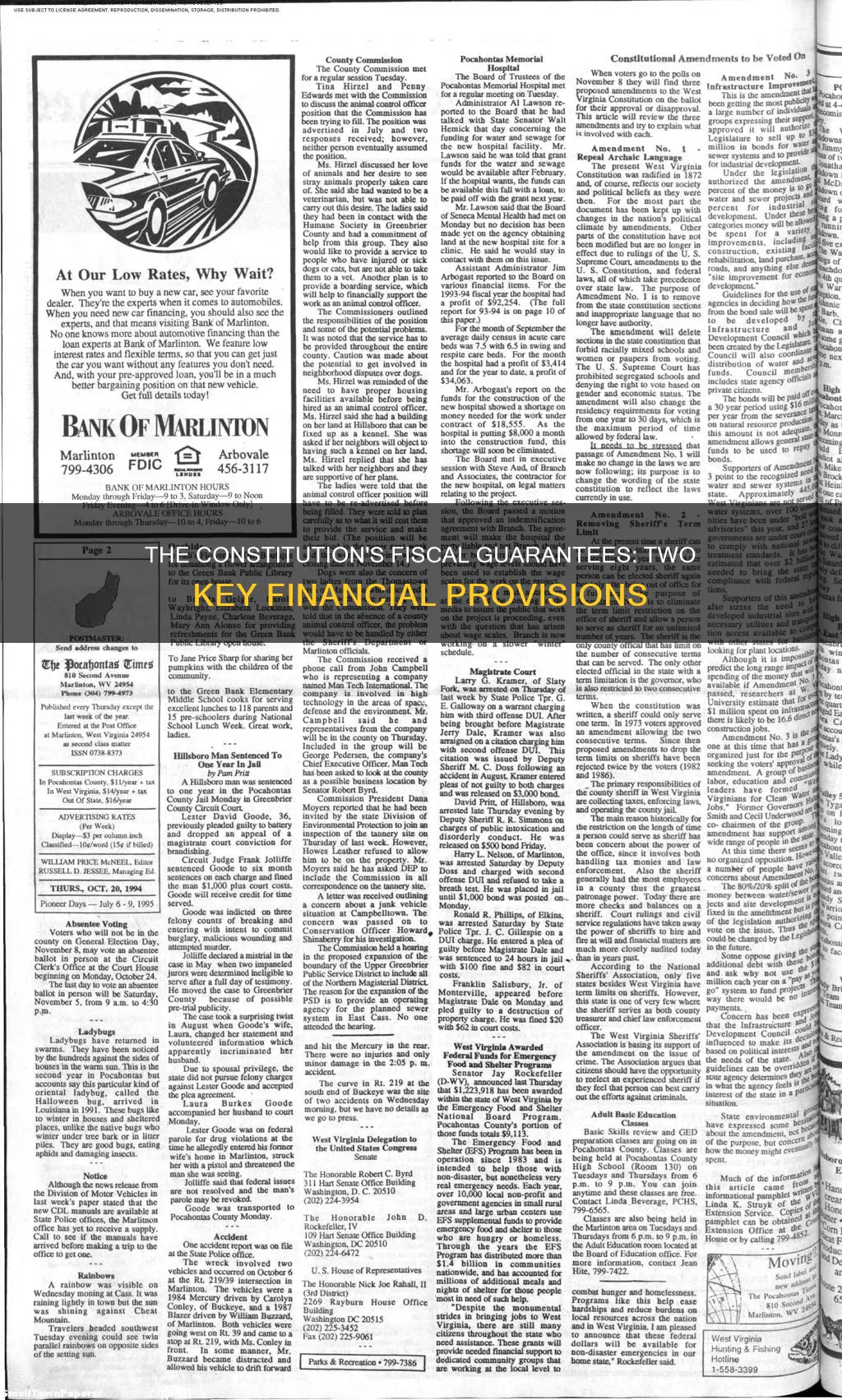 which two fiscal items are guaranteed by the constitution