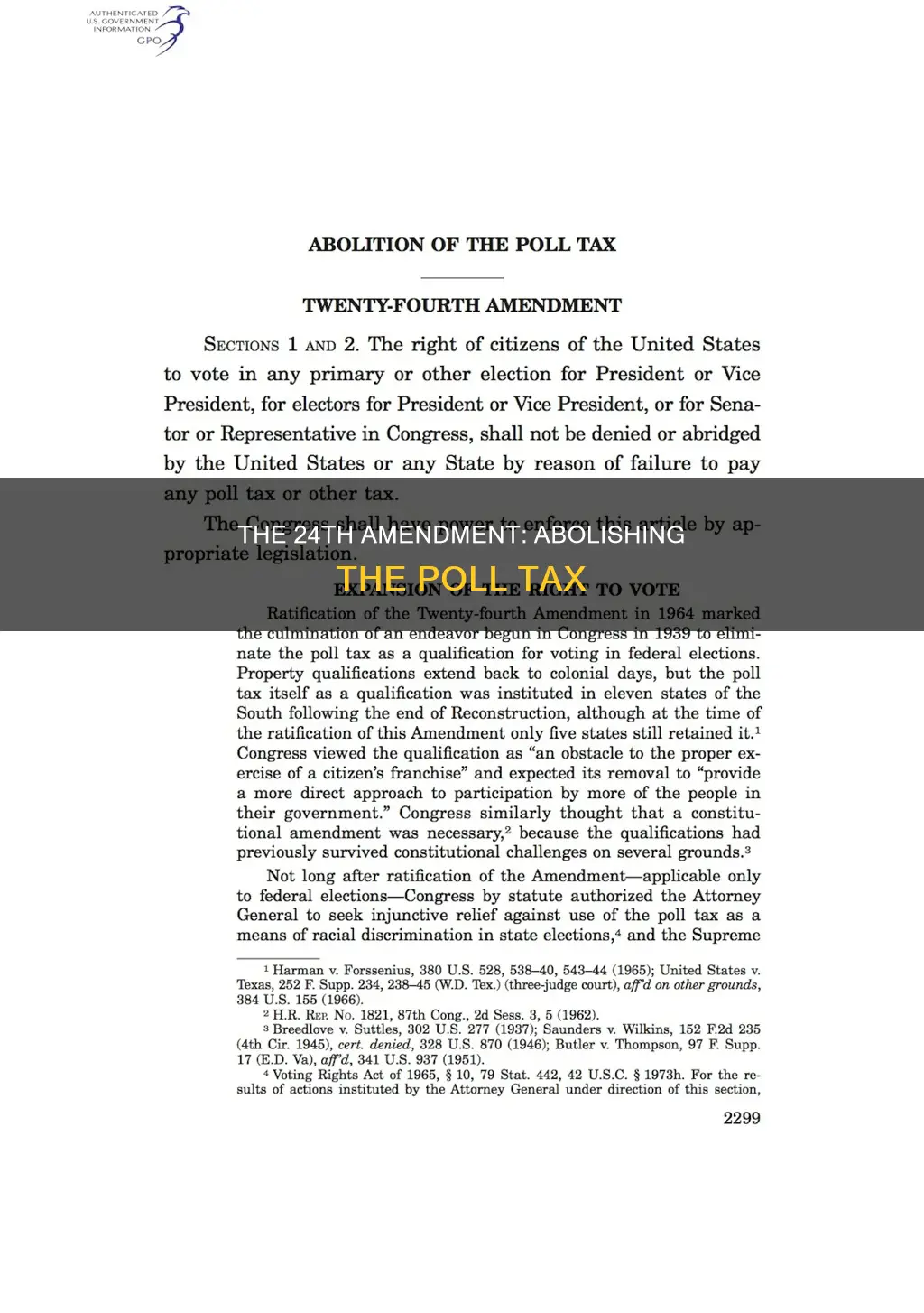 which us constitutional amendment abolished the poll tax answer