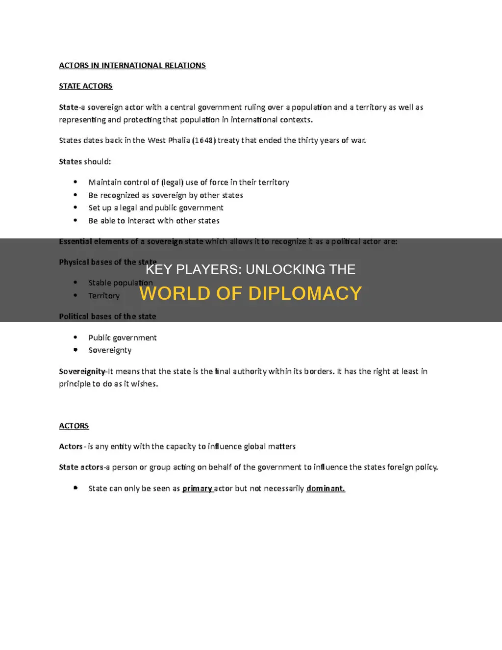 who are the major actors involved in diplomacy