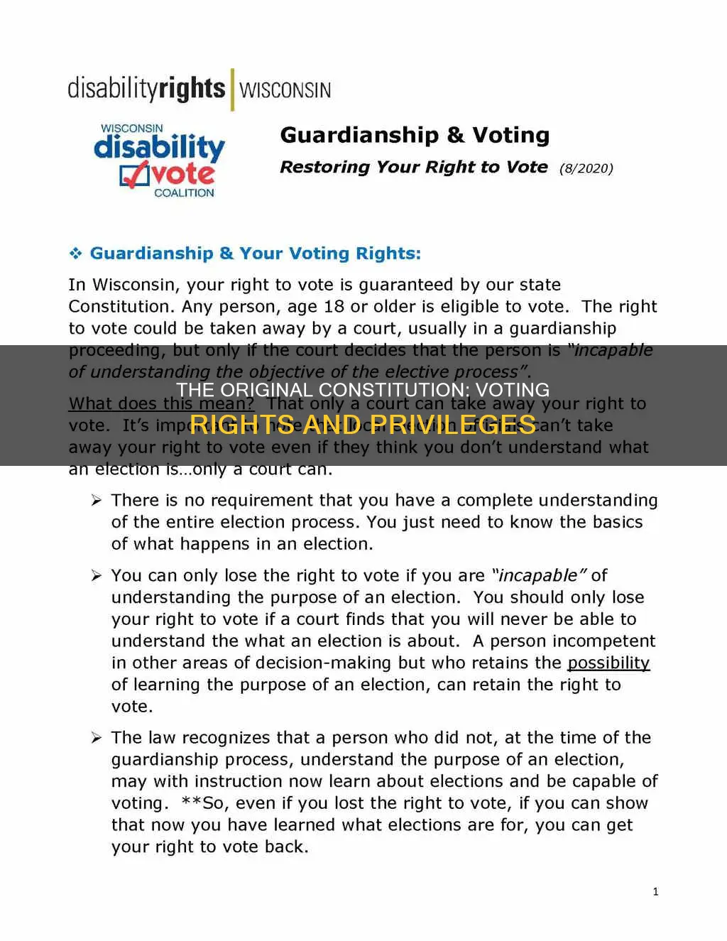 who could vote according to the original constitution