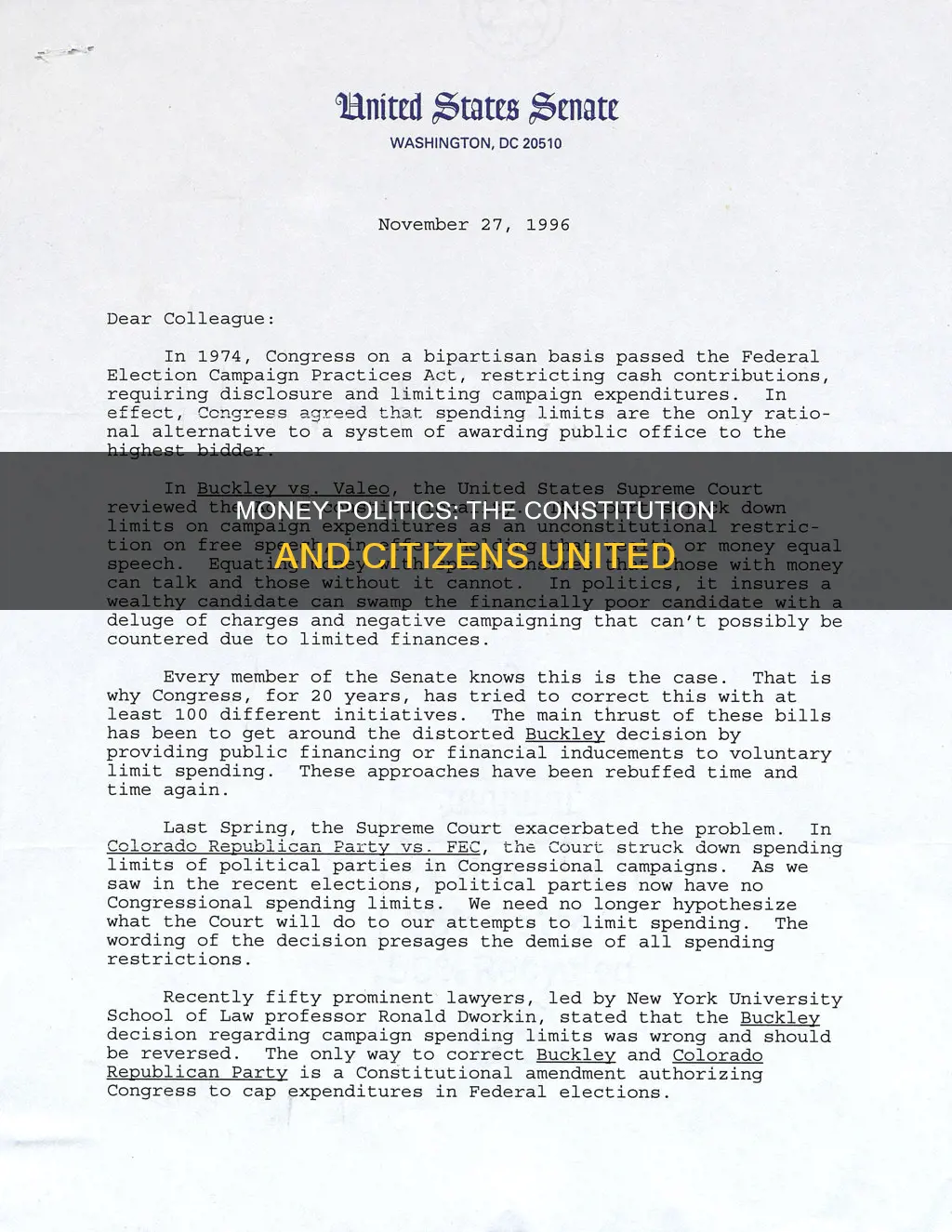 who edited money politics and the constitution beyond citizens united