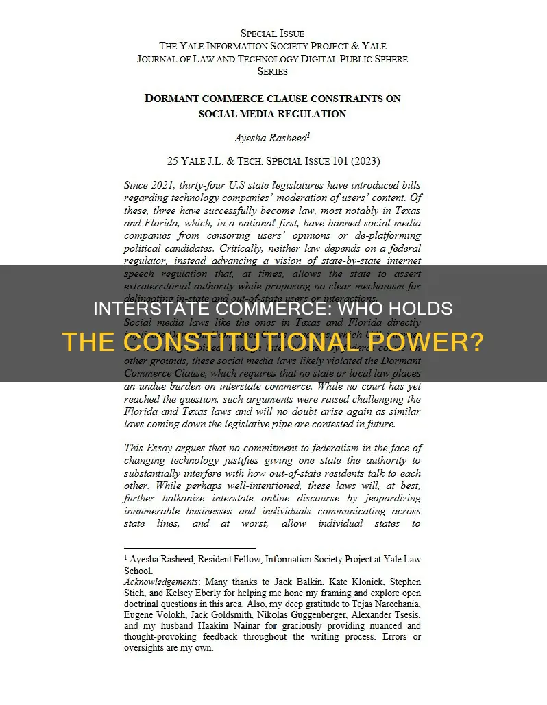 who has the constitutional power to regulate interstate commerce