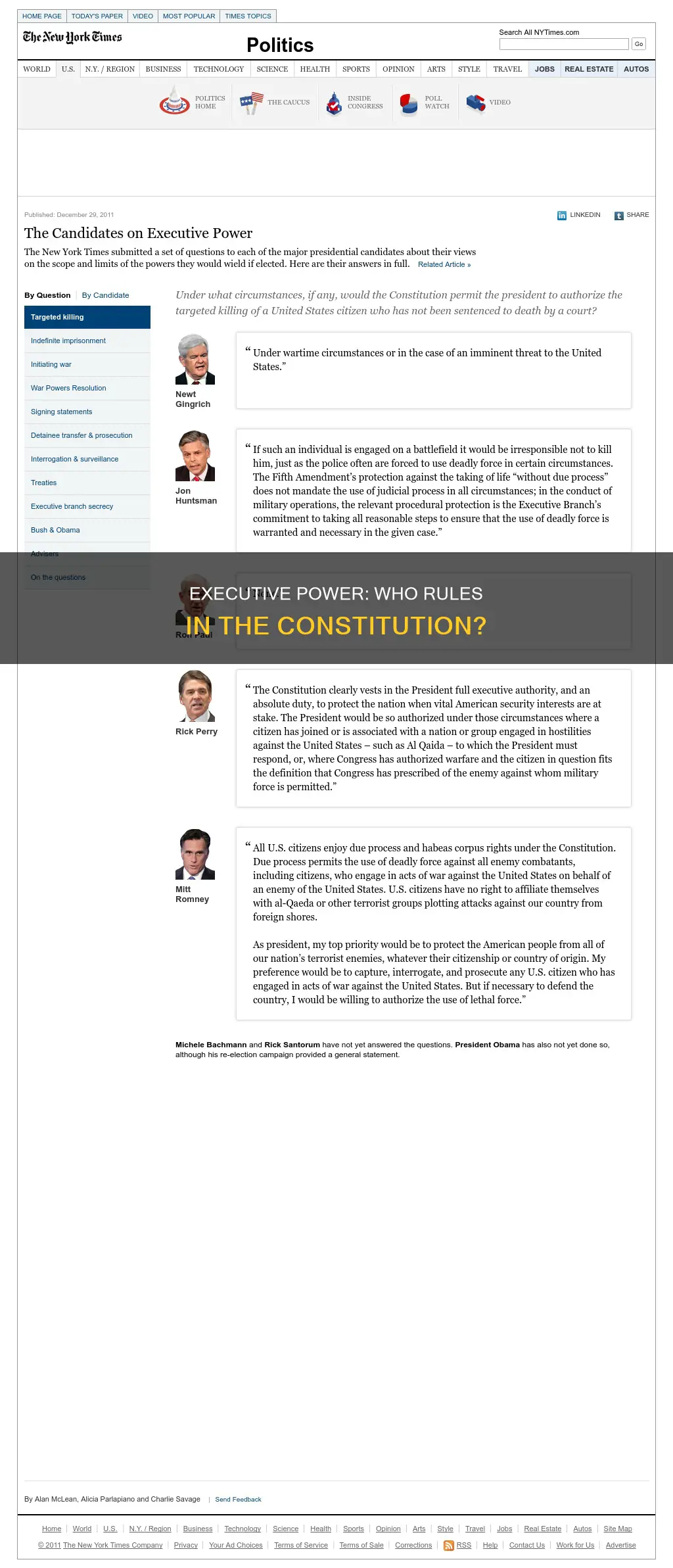 who has the executive power in the constitution