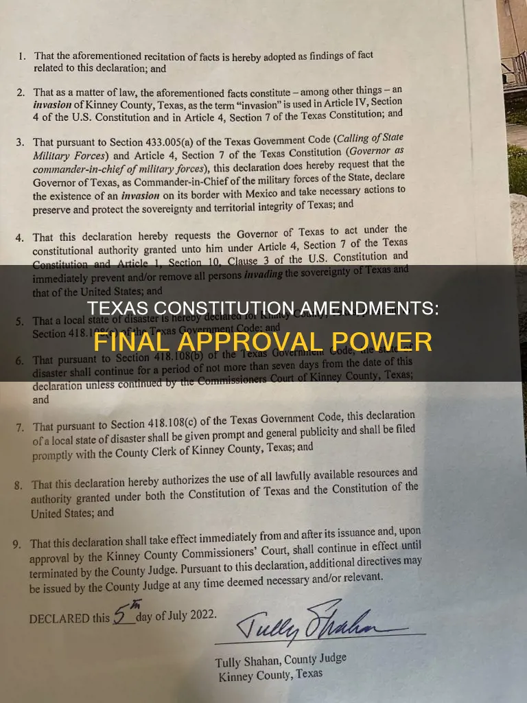 who has the final approval of amendments to texas constitution