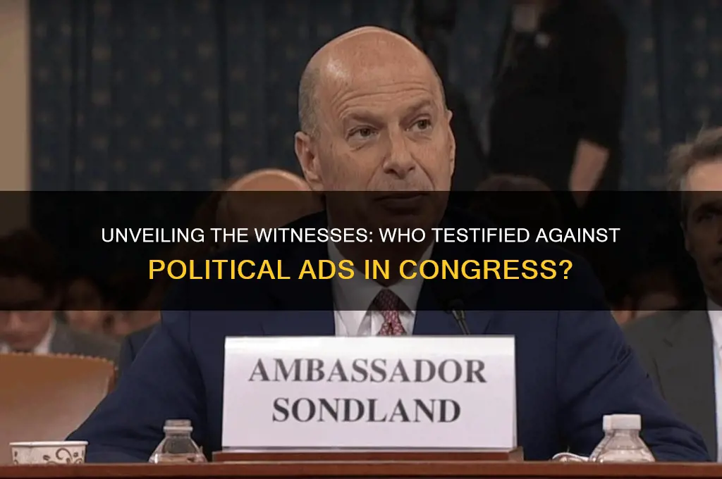 who testified against political ads