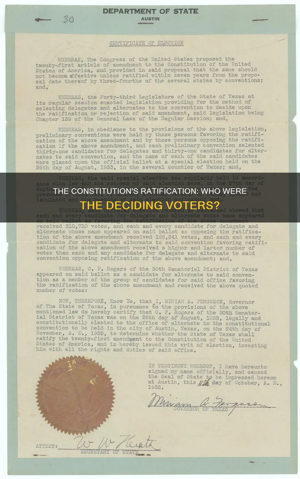 who voted to ratify the constitution