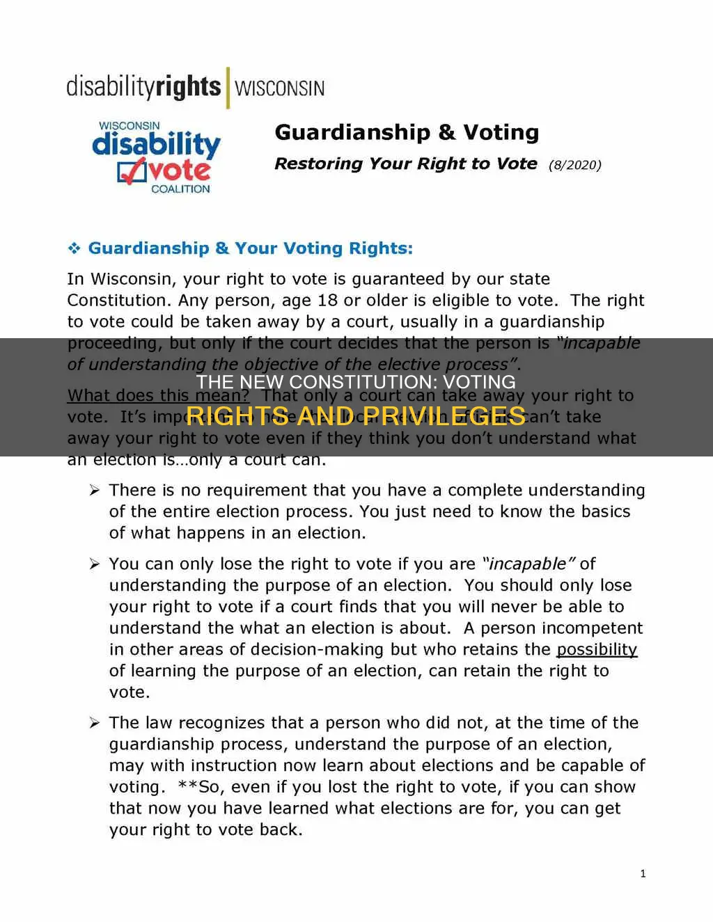 who was allowed to vote according to the new constitution