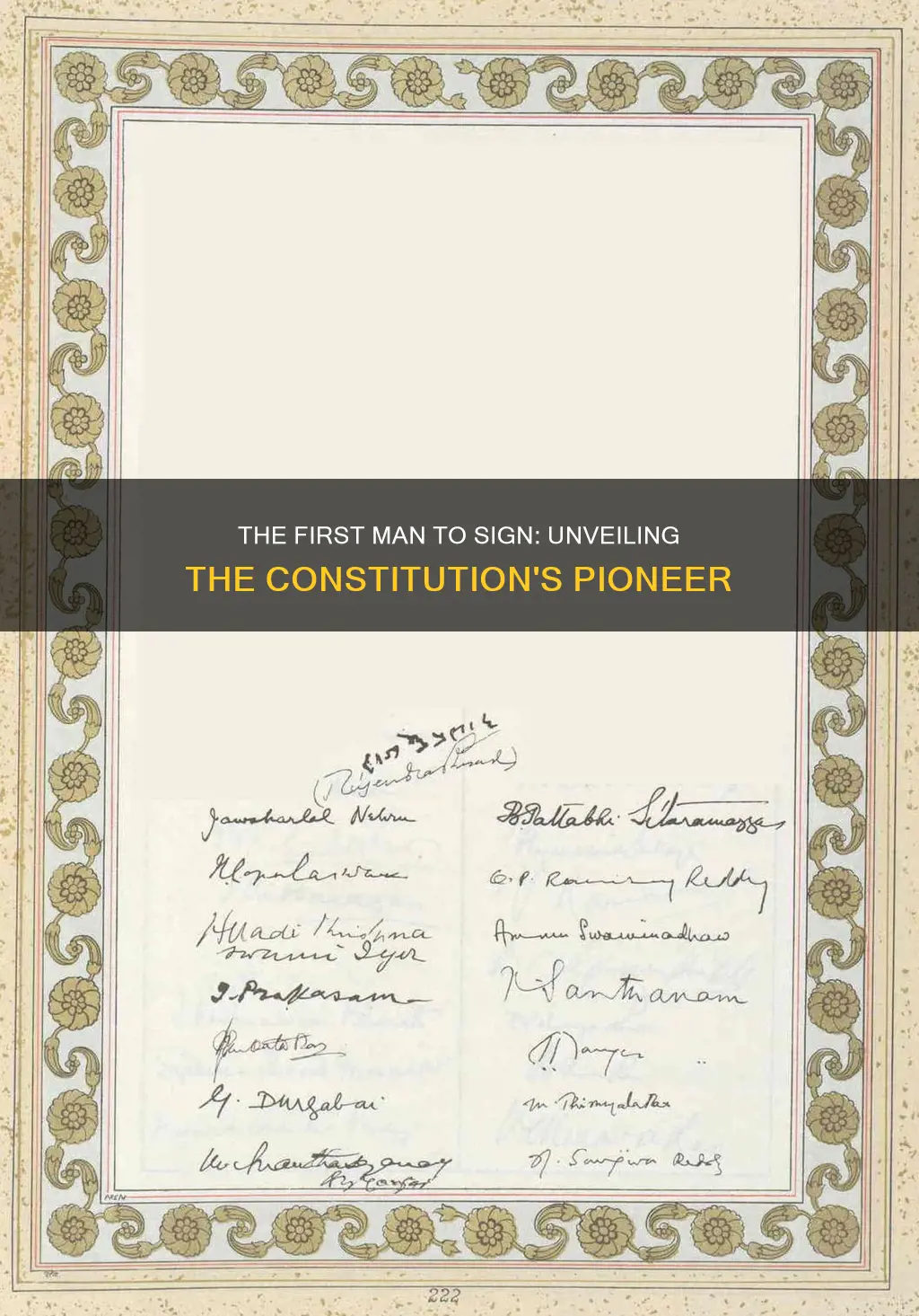 who was the first man to sign the constitution