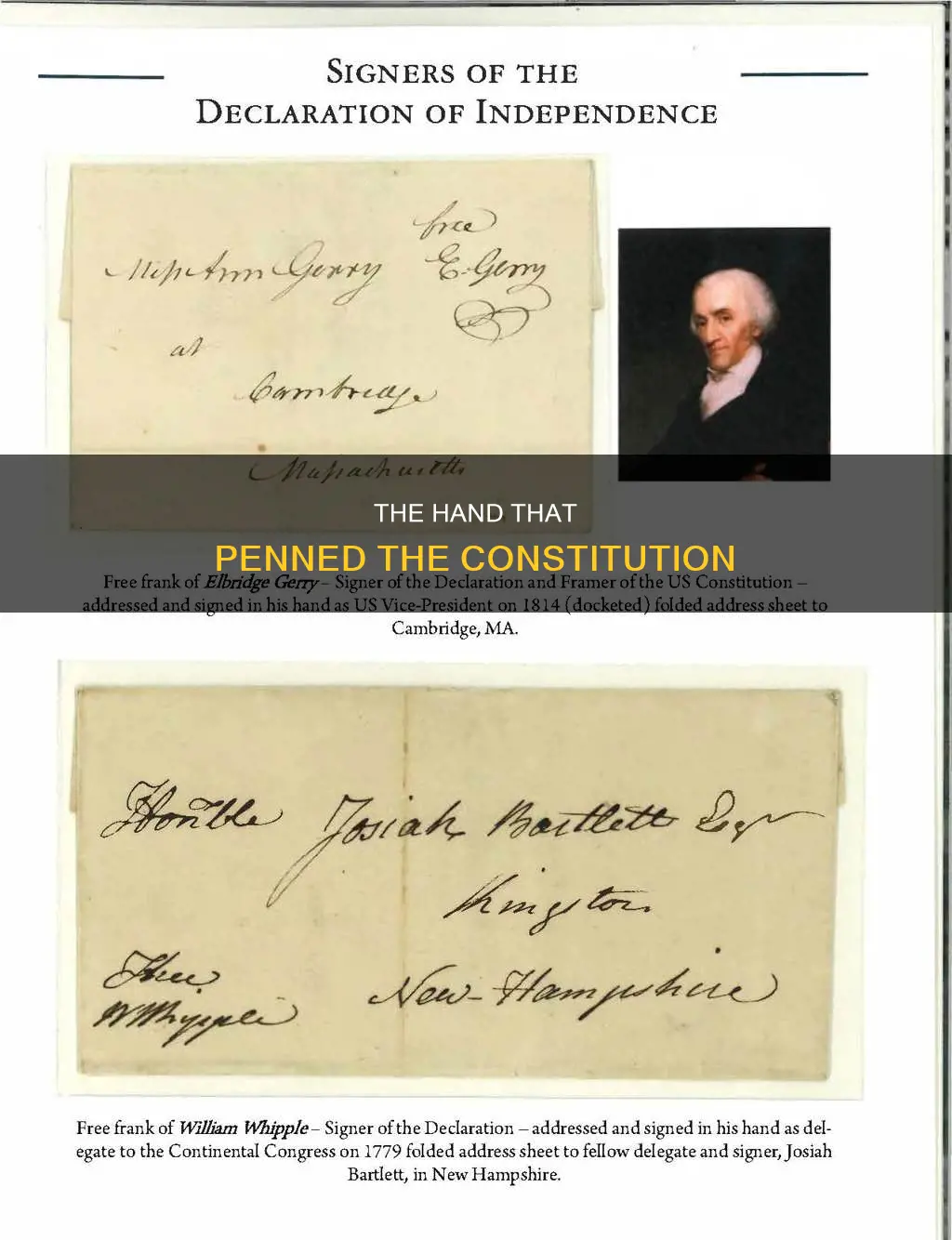 who wrote most of the constitution in his own handwriting