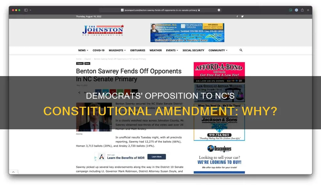 why are democrats against nc constitutional amendment