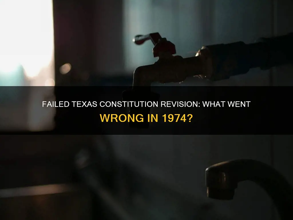 why did 1974 attempt to revise texas constitution fail