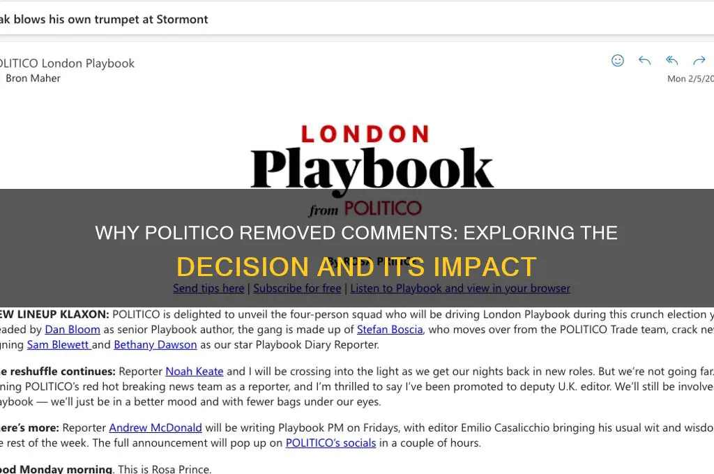 why did politico remove comments