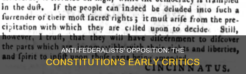 why did the anti-federalists oppose the constitution ap prompt
