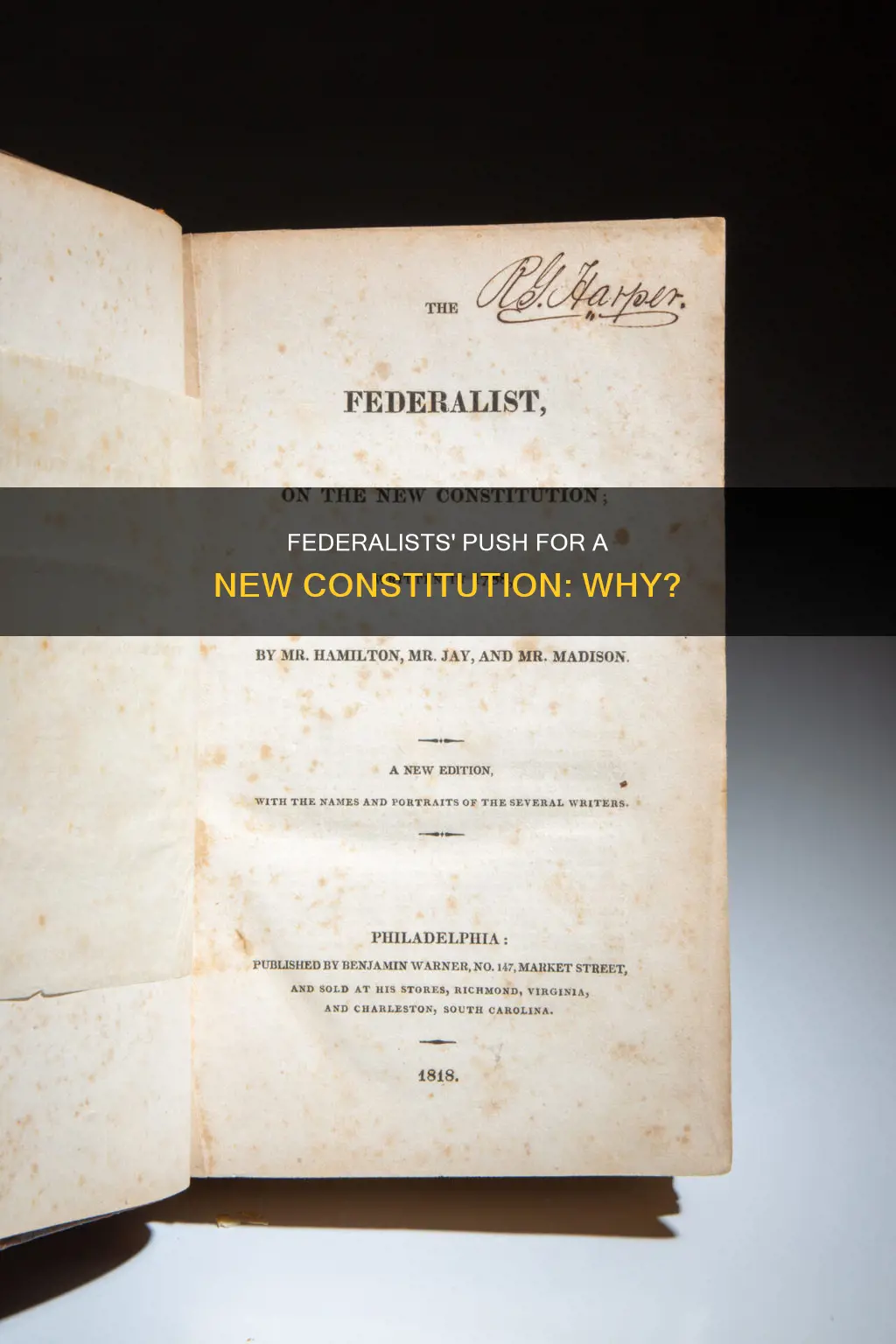 why did the federalists agitate for a new constitution
