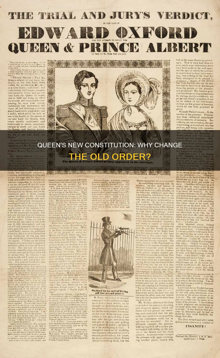 why did the queen attempt to promulgate a new constitution