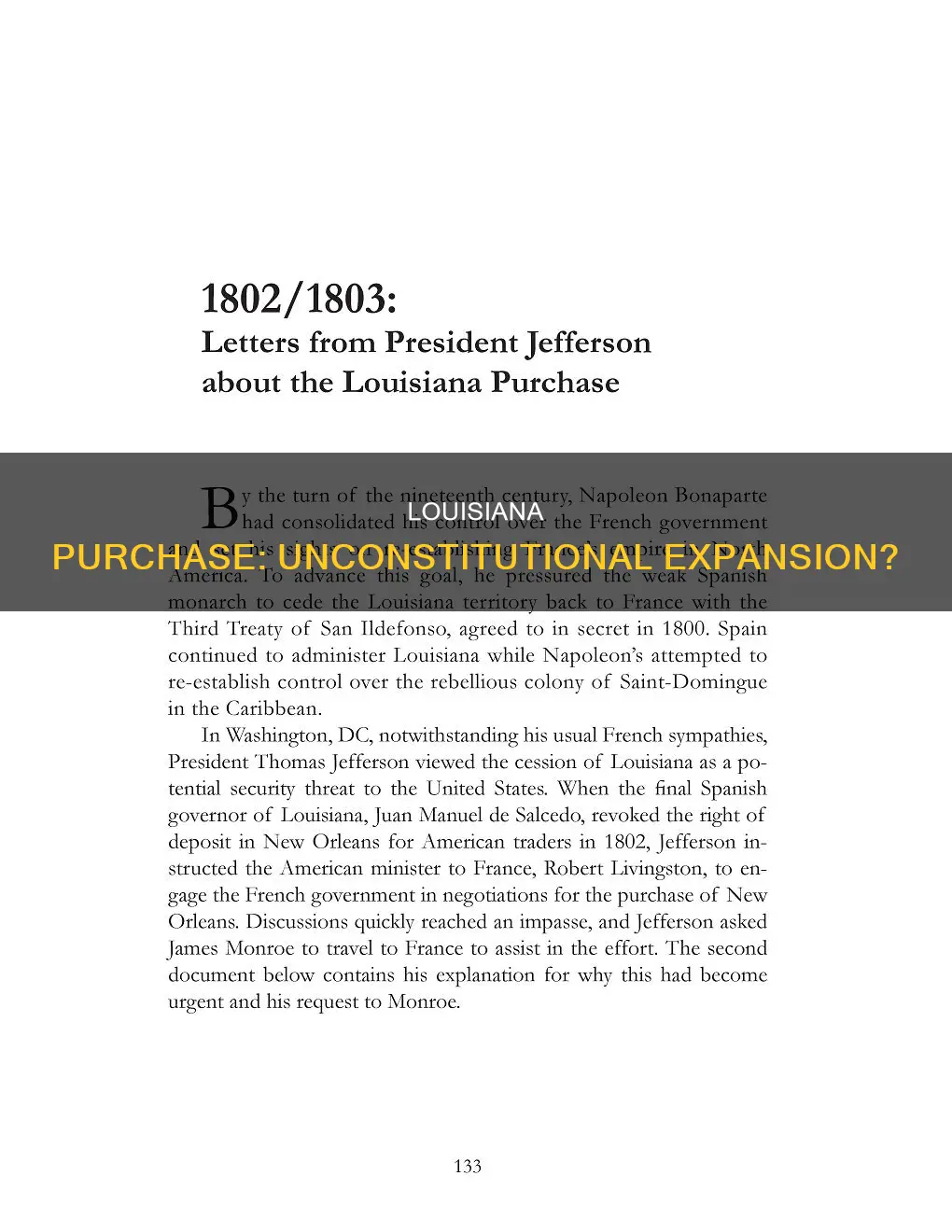 why is the louisiana purchase controversial from a constitutional perspective