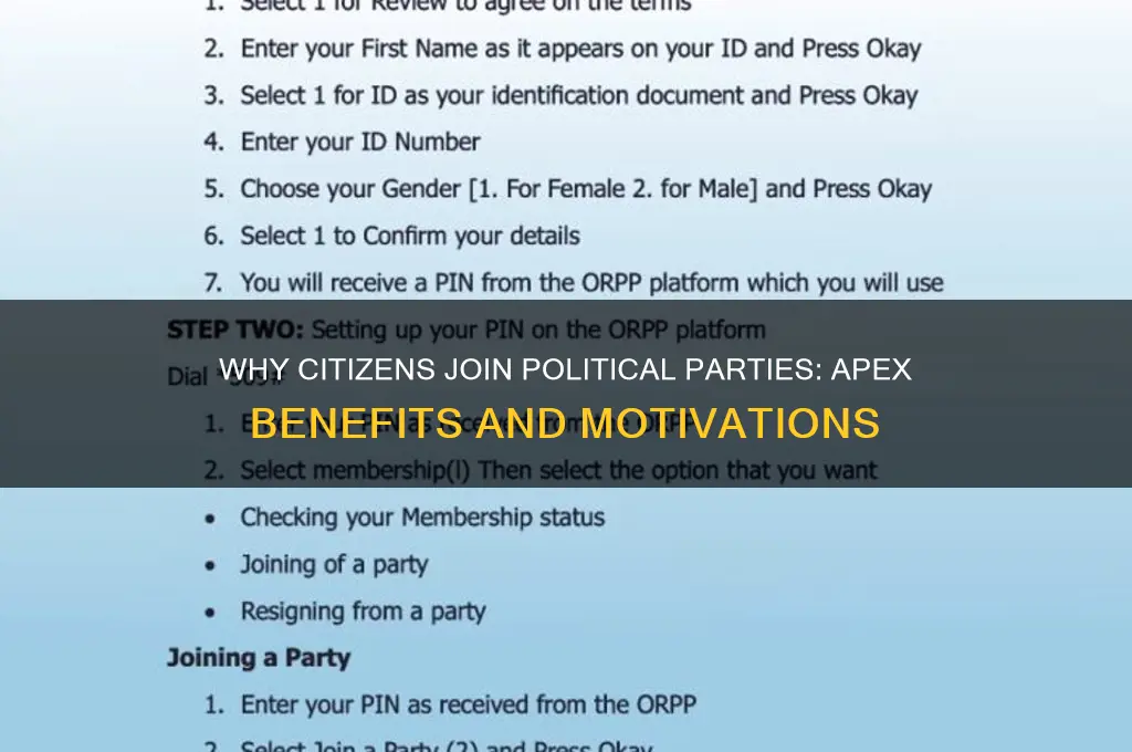 why might a citizen join a political party apex