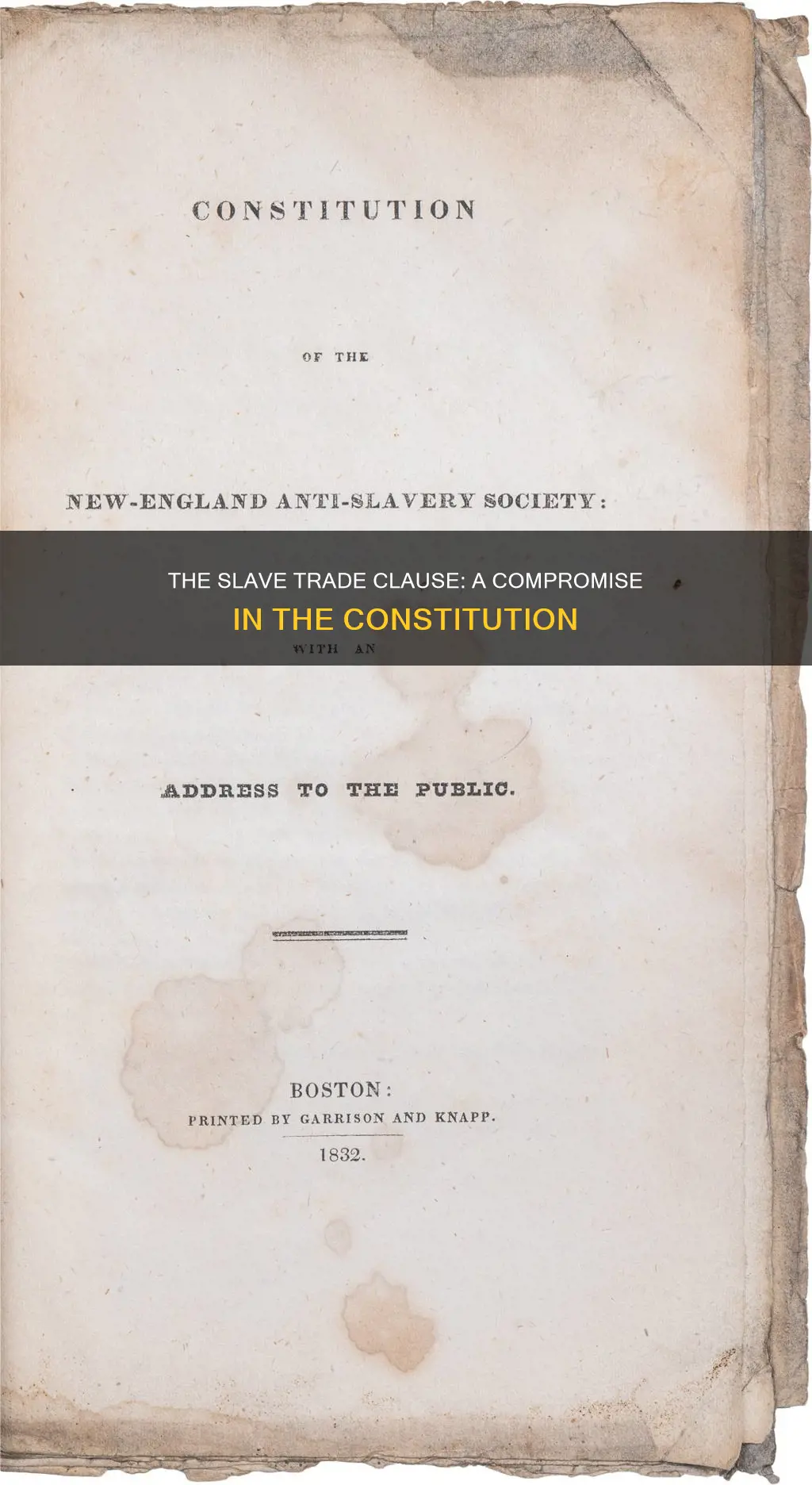 why was the slave trade clause included in the constitution