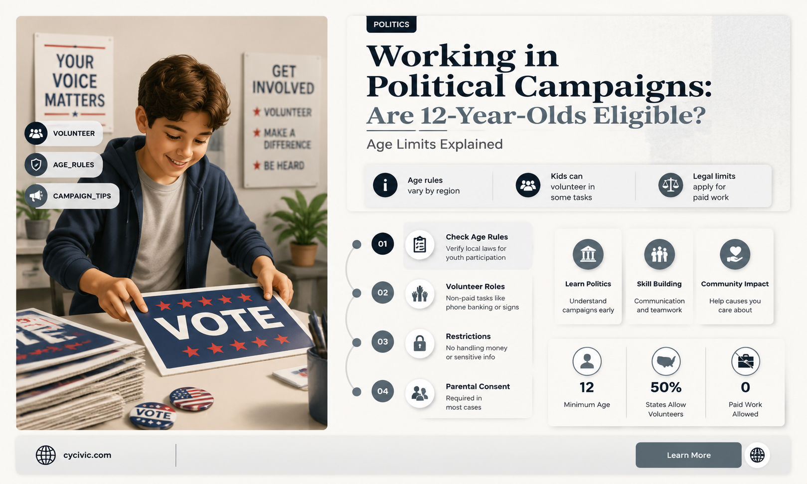 can 12 year olds work in a political campaign